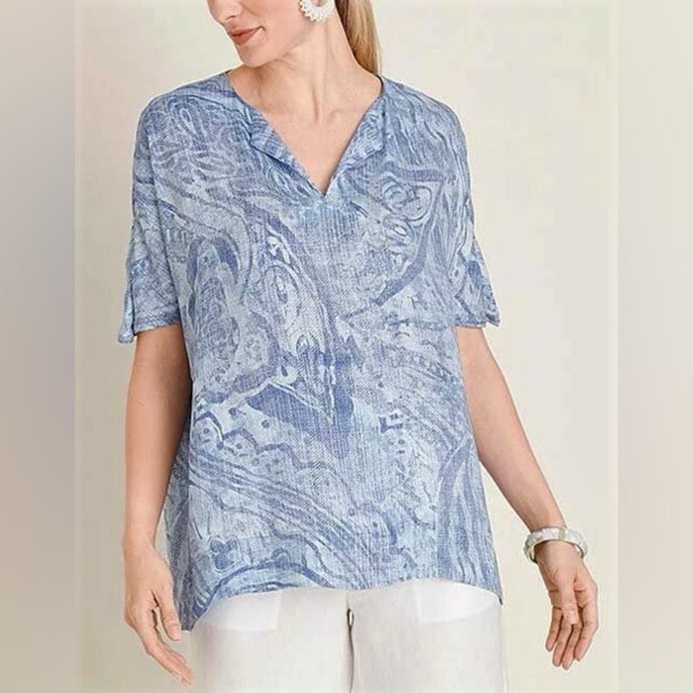 Chico's Blue Abstract Blouse